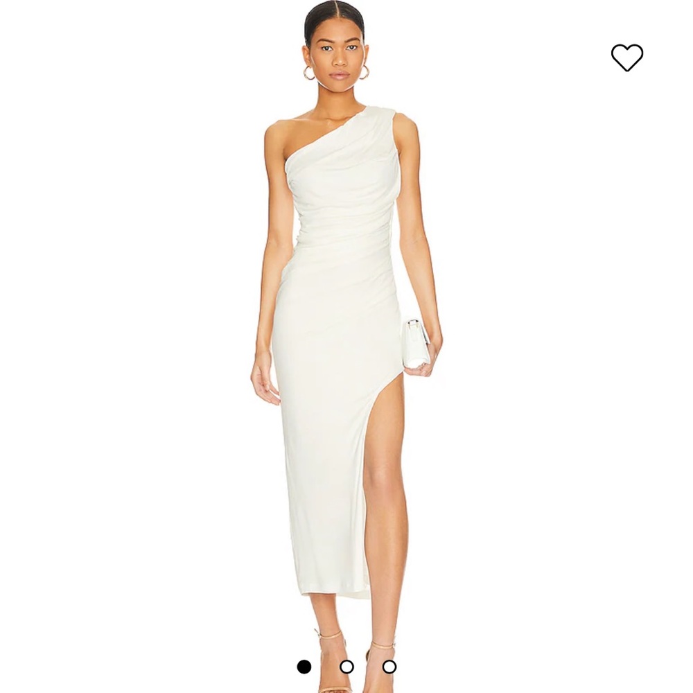 Bardot Cream One-Shoulder Midi Dress with Side Slit